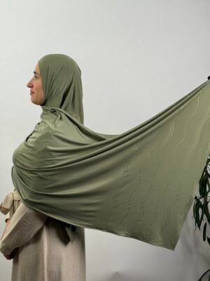 Liquid Jersey mit Steine Olive Grün