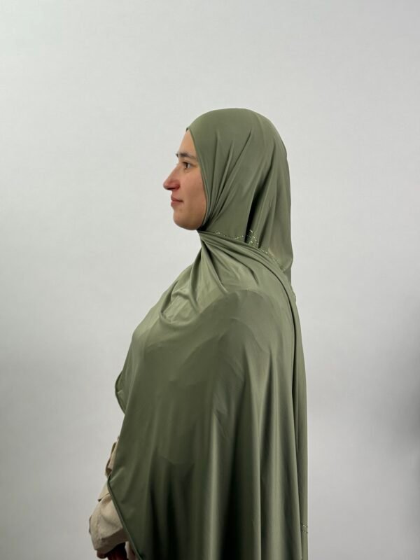 Liquid Jersey mit Steine Olive Grün