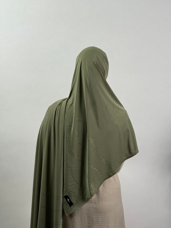 Liquid Jersey mit Steine Olive Grün